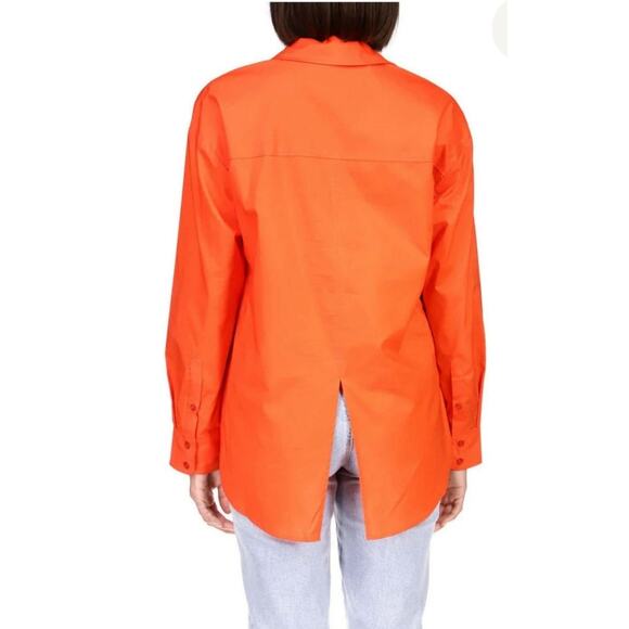 Sanctuary Slit back tunic button up ladies blouse orange Size 1x Office Fall - Picture 2 of 9